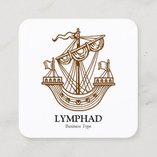 Lymphad (Heraldic Ship) - Walnut on White Vierkante Visitekaartje