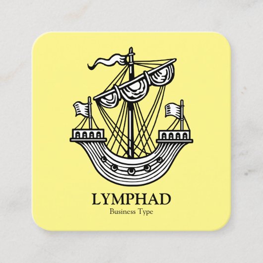 Lymphad (Heraldic Ship) - Zwart op lichtblauw Vierkante Visitekaartje (Voorkant)