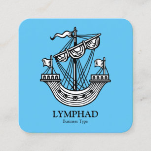 Lymphad (Heraldic Ship) - Zwart op Sky Blue Vierkante Visitekaartje