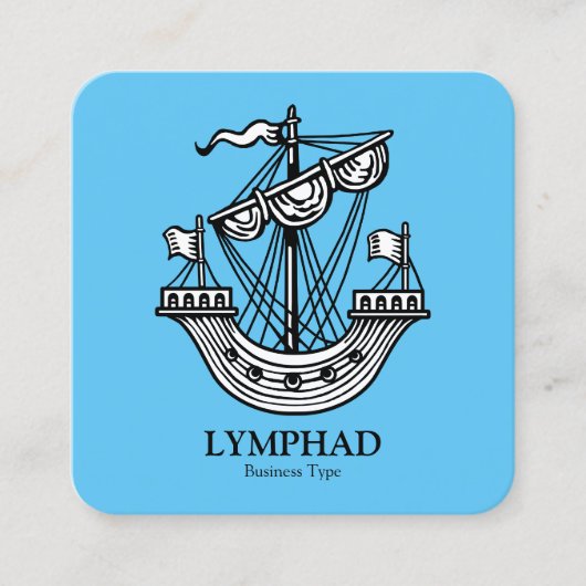 Lymphad (Heraldic Ship) - Zwart op Sky Blue Vierkante Visitekaartje (Voorkant)