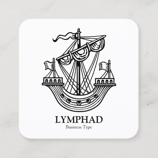Lymphad (Heraldic Ship) - Zwart-wit Vierkante Visitekaartje (Voorkant)