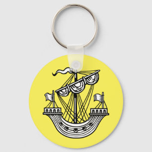 Lymphad (Heraldic Ship) - Zwarte Canvas tas Button Sleutelhanger