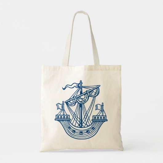 Lymphad (Heraldisch schip) - Indigo stijl blauw Tote Bag (Achterkant)