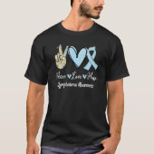 Lymphedema Awareness Peace Love Hope Light Blue Ri T-shirt (Voorkant)