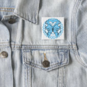 Lymphedema Butterfly Circle of Ribbons Vierkante Button 5,1 Cm (In situ)