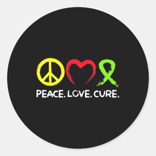 Lymphoma Awareness Peace Love Cure Ronde Sticker (Voorkant)