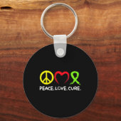Lymphoma Awareness Peace Love Cure  Sleutelhanger (Voorkant)