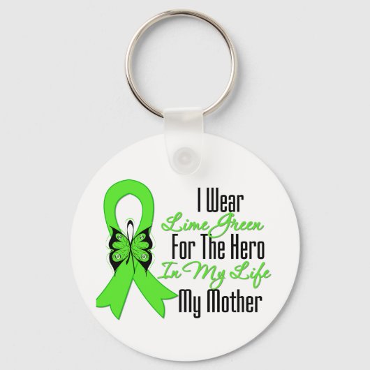 Lymphoma Cancer Ribbon My Hero Mijn moeder Sleutelhanger (Voorkant)