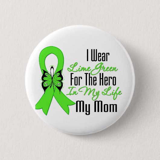 Lymphoma Cancer Ribbon My Hero My Ma Ronde Button 5,7 Cm (Voorkant)