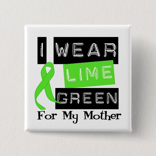 Lymphoma Lime Green Ribbon Moeder Vierkante Button 5,1 Cm (Voorkant)