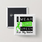 Lymphoma Lime Green Ribbon Sister Vierkante Button 5,1 Cm (Voorkant /achterkant)