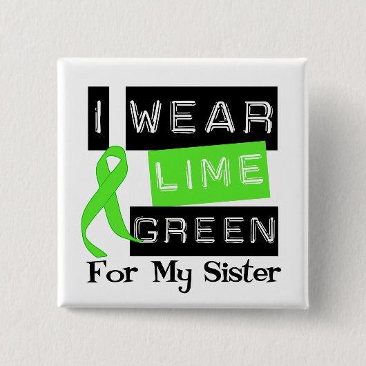 Lymphoma Lime Green Ribbon Sister Vierkante Button 5,1 Cm (Voorkant)