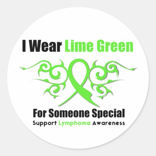 Lymphoma Tribal Ribbon is een speciale Ronde Sticker (Voorkant)