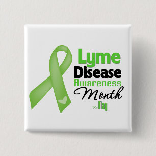 Lymziekte-bewustmakingsmaand Vierkante Button 5,1 Cm