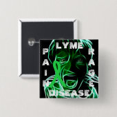 Lymziekte bewustzijnslint knop vierkante button 5,1 cm (Voorkant /achterkant)