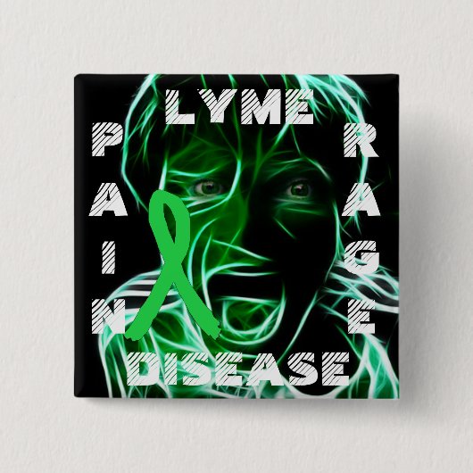 Lymziekte bewustzijnslint knop vierkante button 5,1 cm (Voorkant)