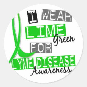 Lymziekte Ik Draag Lime Green voor bewustwording 3 Ronde Sticker