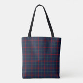Lynch Clan Tartan Navy Blauw Plaid Monogram Tote Bag (Achterkant)