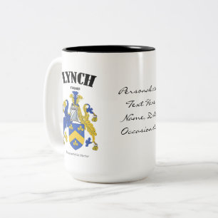Lynch Family Crest, vertaling en betekenis Tweekleurige Koffiemok