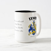 Lynch Family Crest, vertaling en betekenis Tweekleurige Koffiemok (Voorkant rechts)