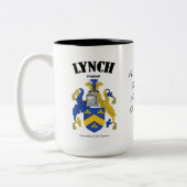 Lynch Family Crest, vertaling en betekenis Tweekleurige Koffiemok (Links)
