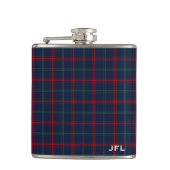 Lynch Tartan Monogram Marine Blauw Plaid Heupfles (Voorkant)