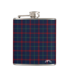 Lynch Tartan Monogram Marine Blauw Plaid Heupfles