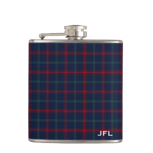 Lynch Tartan Monogram Marine Blauw Plaid Heupfles