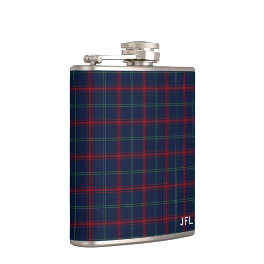 Lynch Tartan Monogram Marine Blauw Plaid Heupfles (Rechts)