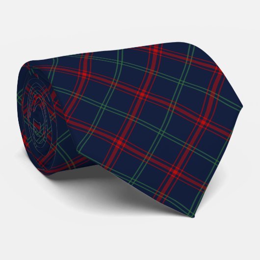 Lynch Tartan Navy Blue Pset Stropdas (Opgerold)
