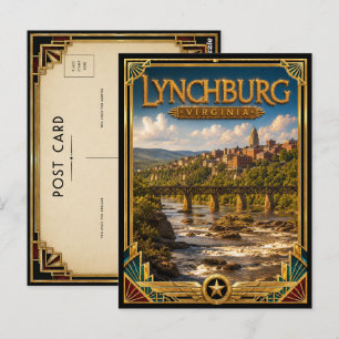 Lynchburg Virginia Vintage Art Deco Gouden Tijdper Briefkaart