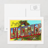 Lynchburg Virginia Vintage Large Letter Briefkaart (Voorkant / Achterkant)