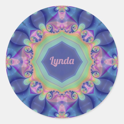 LYNDA ~ Pastel Abstracte caleidoscoop Patroon ~ Ronde Sticker (Voorkant)