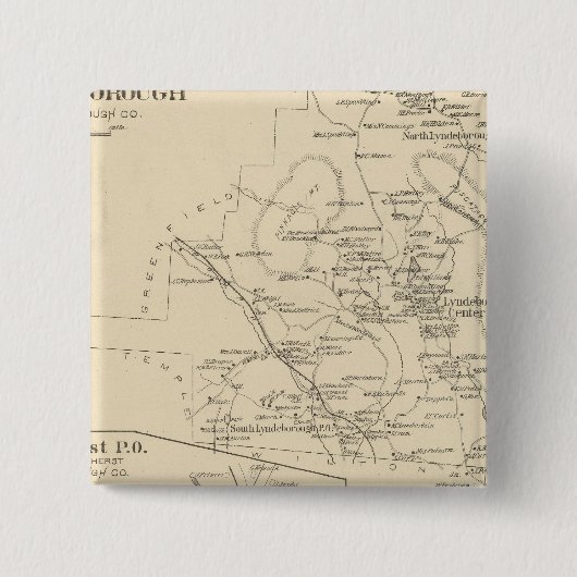 Lyndeborough, Hillsborough Co. Vierkante Button 5,1 Cm (Voorkant)