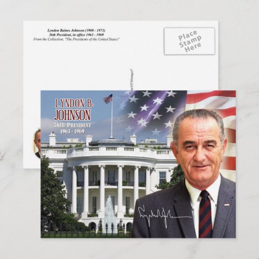 Lyndon B. Johnson - 36e President van de VS Briefkaart (Voorkant / Achterkant)