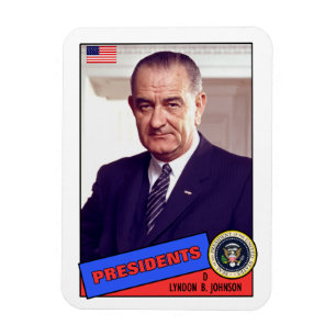Lyndon B. Johnson Baseball Card Magneet