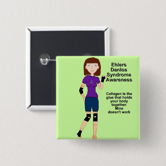 Lyndon Ehlers Danlos Syndrome Awareness Button (Voorkant /achterkant)