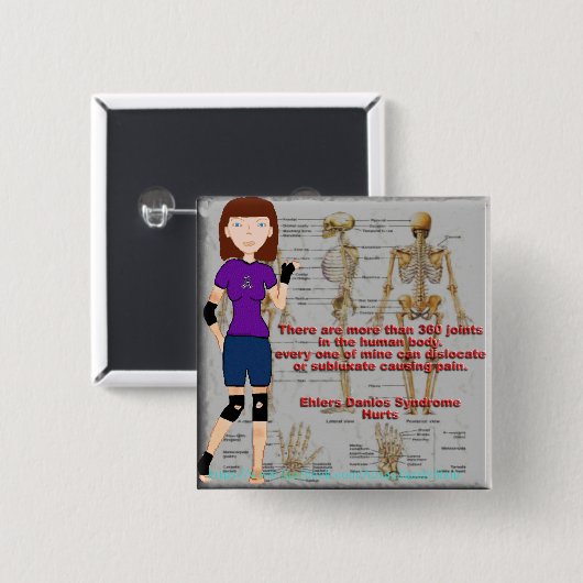 Lyndon Ehlers Danlos Syndrome Awareness Button (Voorkant /achterkant)