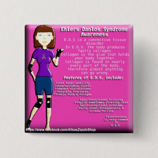Lyndon Ehlers Danlos Syndrome Awareness Button (Voorkant)
