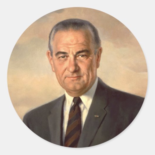 Lyndon Johnson Officieel portret Ronde Sticker (Voorkant)
