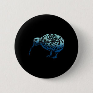 Lynesia Maori Kiwi Vogel Oceaan Blauw Nieuw-Zeelan Ronde Button 5,7 Cm