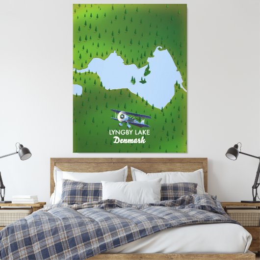 Lyngby Lake Denmark kaart Canvas Afdruk (Insitu (Slaapkamer))