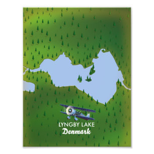 Lyngby Lake Denmark kaart Foto Afdruk