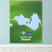 Lyngby-meer Denemarken kaart Canvas Afdruk (Insitu (Houten vloer))