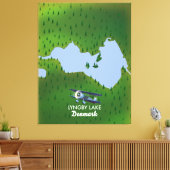 Lyngby-meer Denemarken kaart Canvas Afdruk (Insitu (Woonkamer))