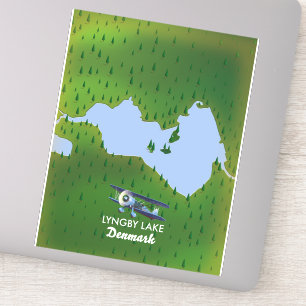 Lyngby-meer Denemarken kaart Sticker