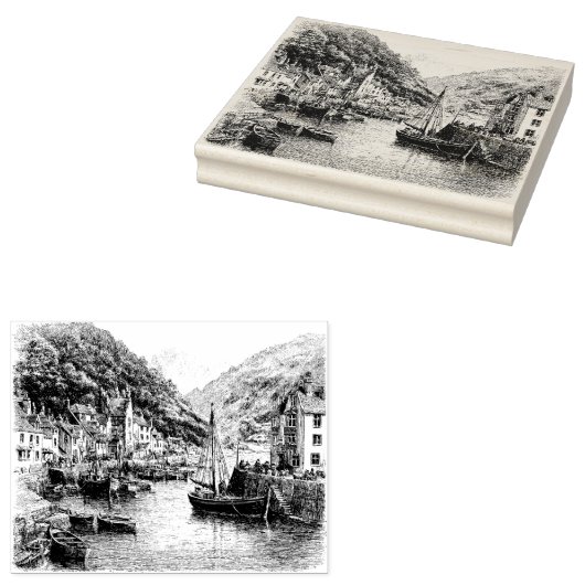 Lynmouth dorp, Devon Rubberstempel (Gestempeld)