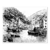 Lynmouth dorp, Devon Rubberstempel (Afrduk)