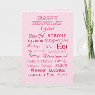 Lynn Happy Birthday Woorden van Lof Kaart
