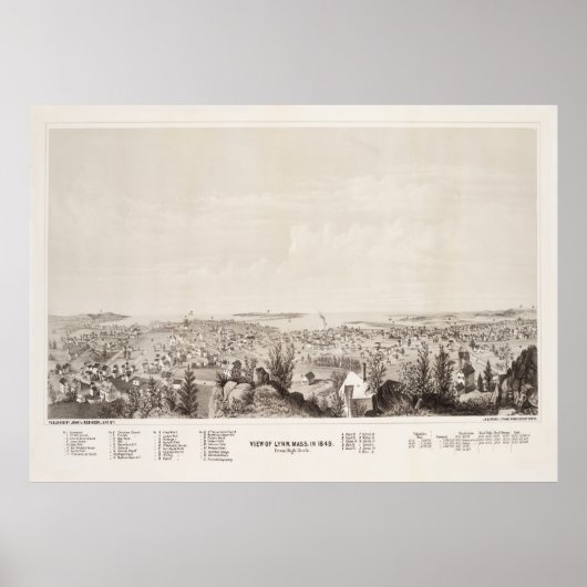  Lynn MA Map (1849) Poster (Voorkant)